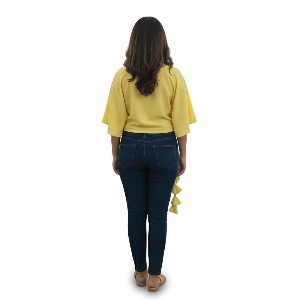 Bralloom lemon yello  Rayon embroidery top back view
