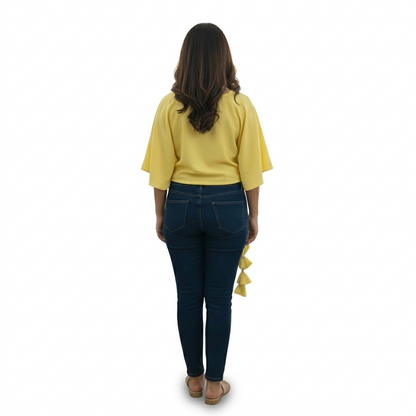 Bralloom lemon yello  Rayon embroidery top back view