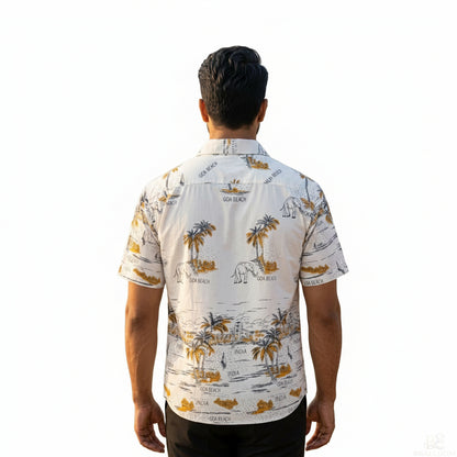 Men’s Rayon Printed Summer Shirt – Tropical Palm Print Casual Half Sleeve Beach Shirt