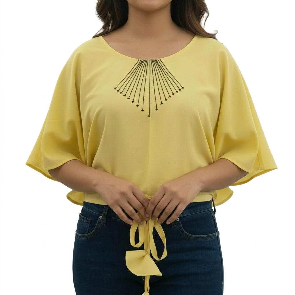 Bralloom lemon yello  Rayon embroidery top