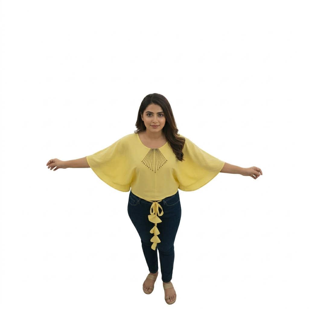 Bralloom lemon yello  Rayon embroidery top full view
