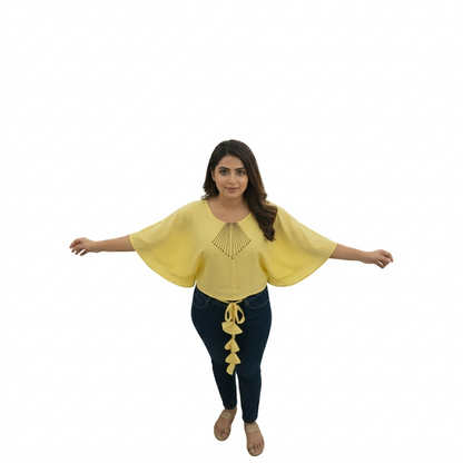 Bralloom lemon yello  Rayon embroidery top full view