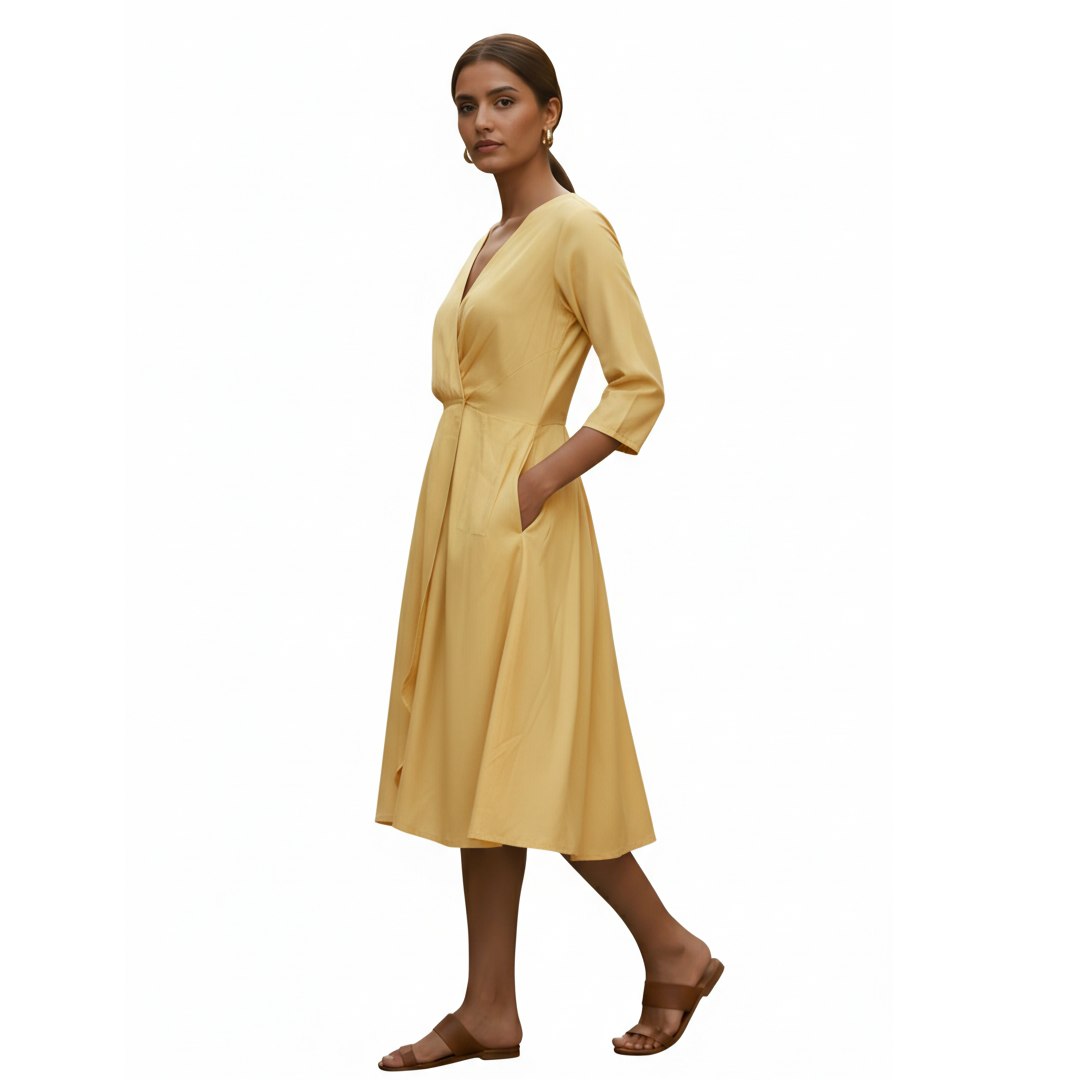 Grace Wrap Midi Dress for Women | Elegant Casual & Office Wear