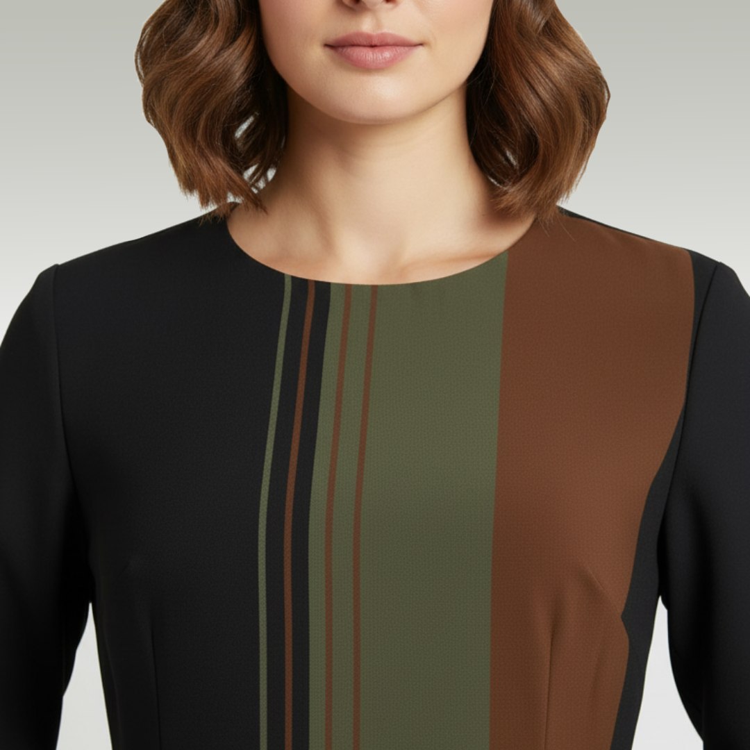 Bralloom Women's Formal Colorblock Bodycon Midi Dress | Office Wear Western Dress