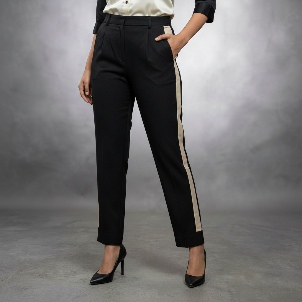 Dual Tone Satin & Banana Fabric Co-Ord Set - Pearl & Black