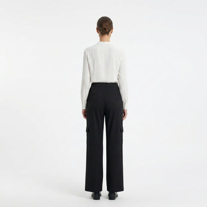 Women's Premium Import Lycra High-Waist Wide-Leg Cargo Pants