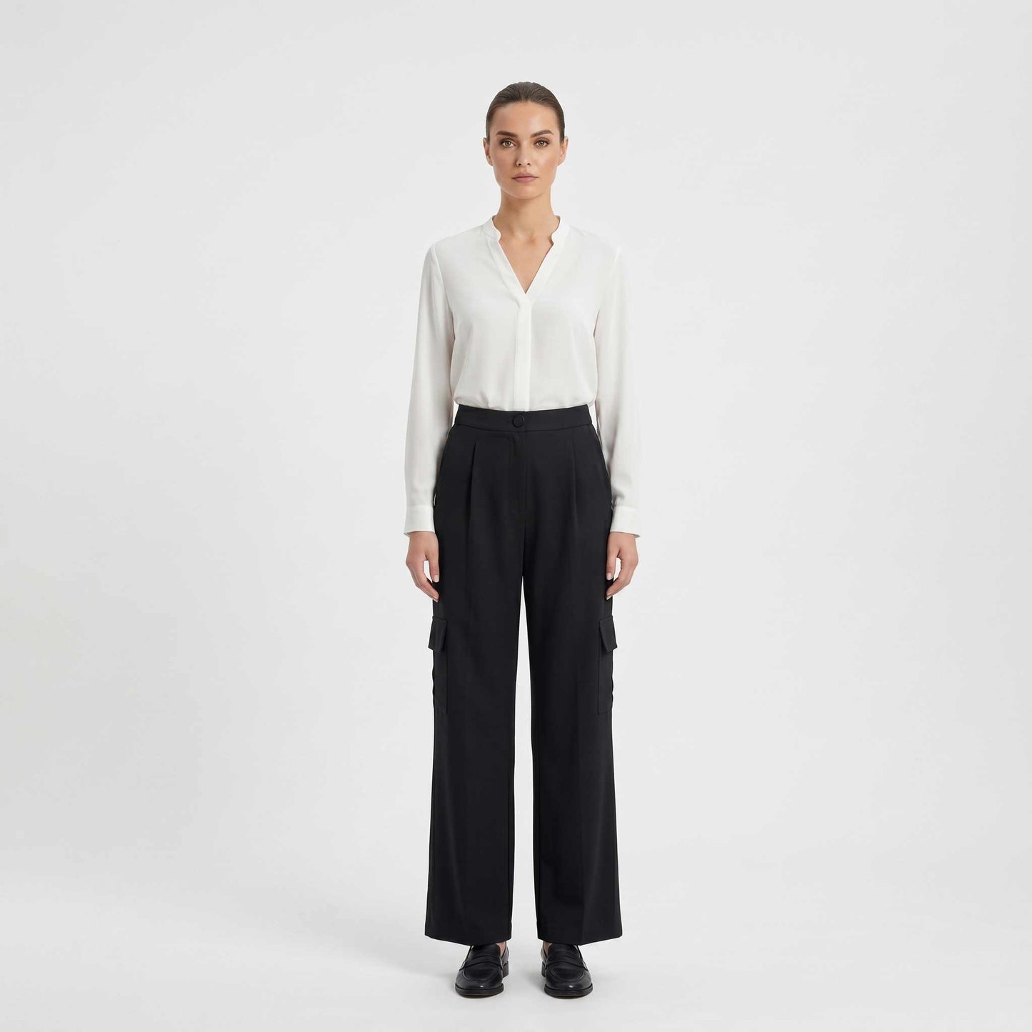 Women's Premium Import Lycra High-Waist Wide-Leg Cargo Pants