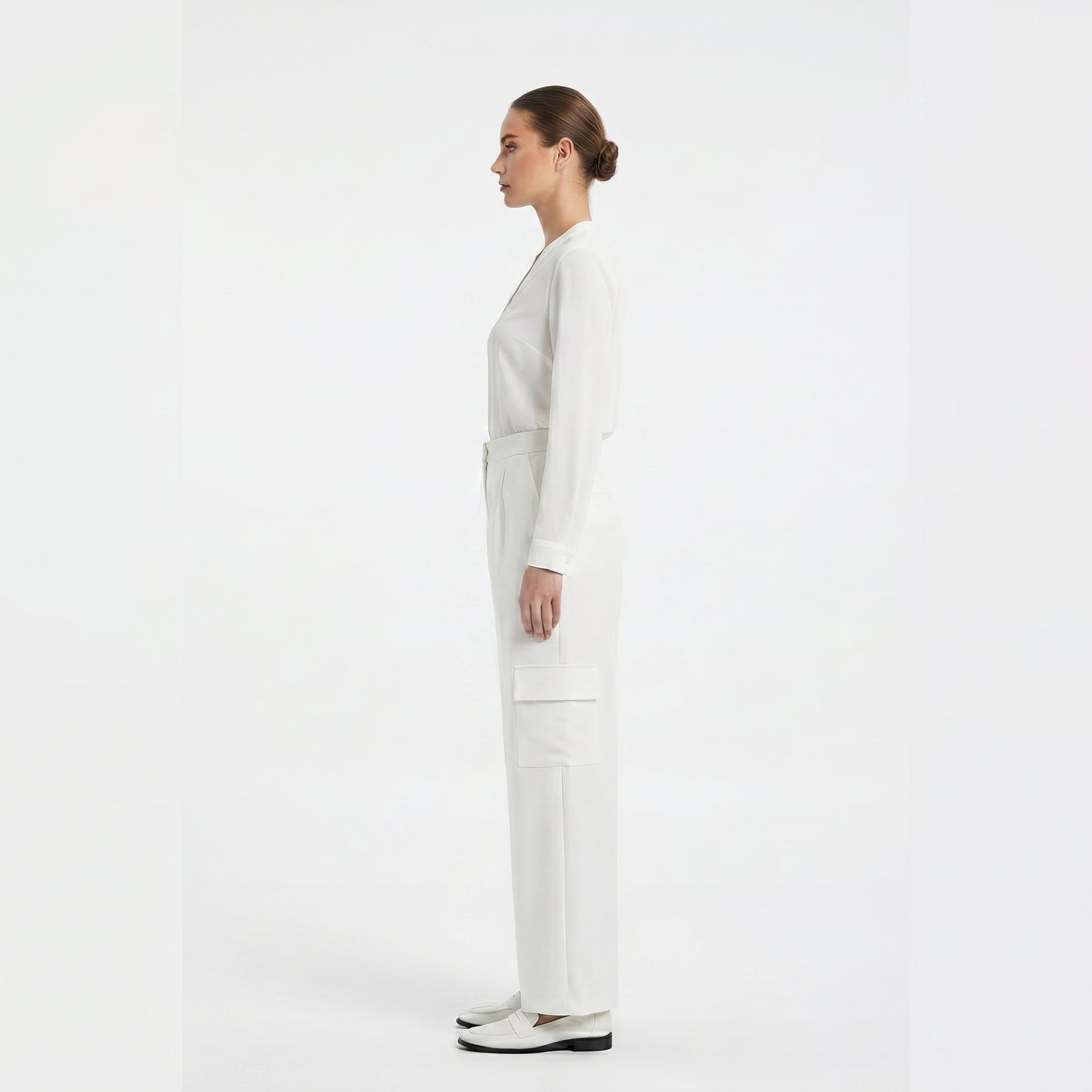 Women's Premium Import Lycra High-Waist Wide-Leg Cargo Pants