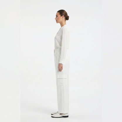 Women's Premium Import Lycra High-Waist Wide-Leg Cargo Pants