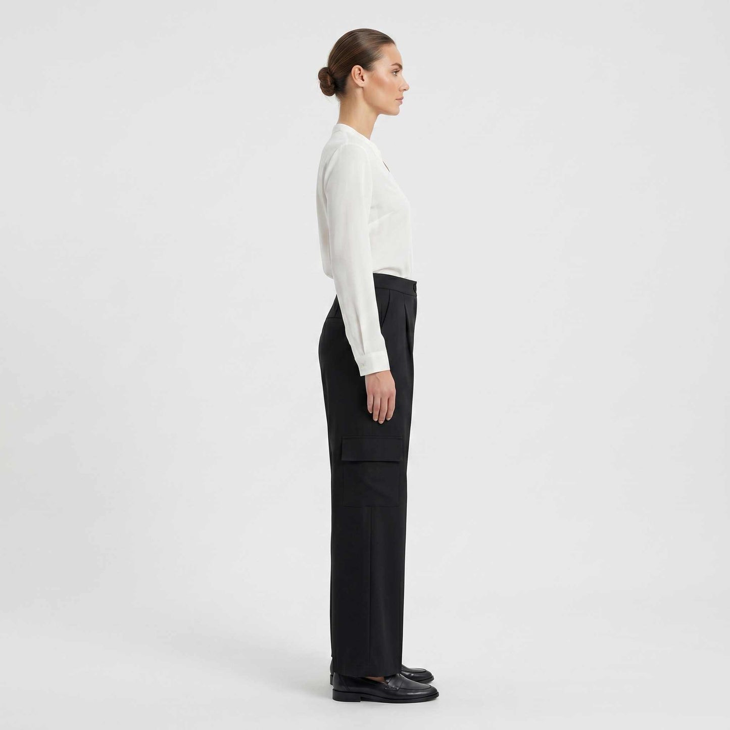 Women's Premium Import Lycra High-Waist Wide-Leg Cargo Pants