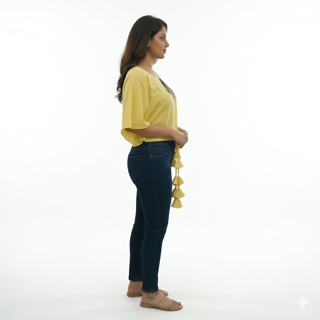 Bralloom lemon yello  Rayon embroidery top side view