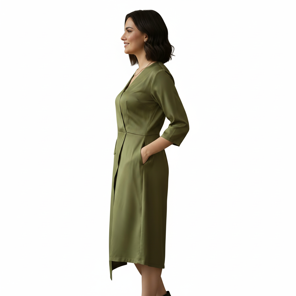 Bralloom olive Rayon Middi side view