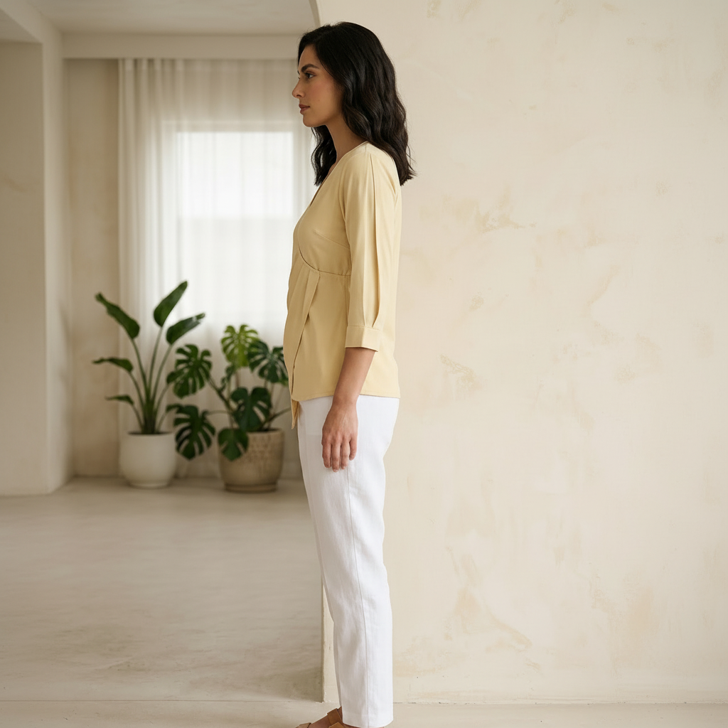 Bralloom Lemon yellow Rayon Top side view