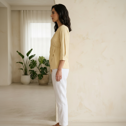 Bralloom Lemon yellow Rayon Top side view